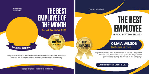 Employee of the Month Award Certificate Template Design