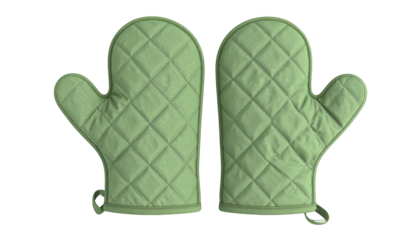 Stylish oven mitts on a plaid background, essential kitchen accessories for safe baking