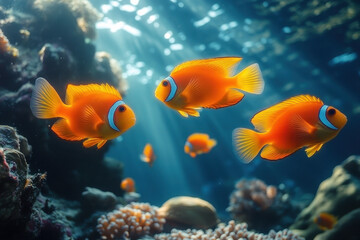 Fototapeta premium clown fish swimming in the ocean.