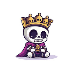 mascot cute  skull king kawai vector design