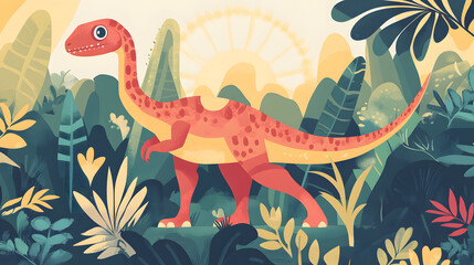Obraz premium Colorful cartoon cute dinosaur pictures