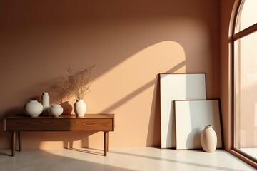 Warm interior scene with minimalist decor