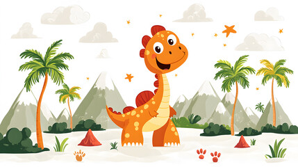Obraz premium Colorful cartoon cute dinosaur pictures