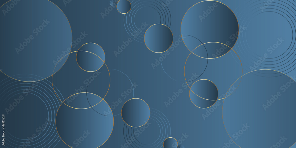 Poster modern light blue and golden abstract background with circle shape blue vector gradient abstract bac