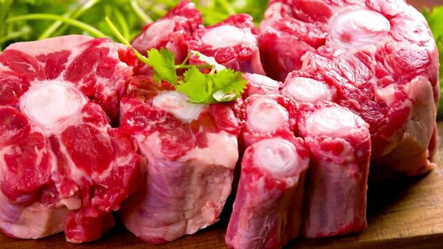 Fresh Raw Oxtail Cuts, Culinary Ingredient, Meat Preparation