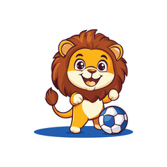 football lion mascot vector cute design