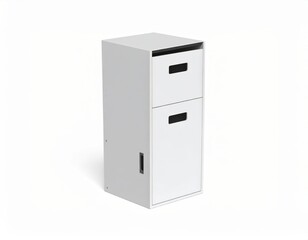Modern white cabinet, twodrawer storage solution for a sleek and organized space