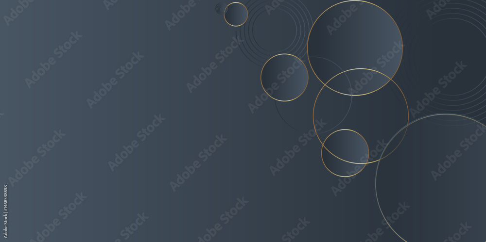 Poster modern light blue and golden abstract background with circle shape blue vector gradient abstract bac