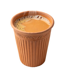 Desi chai in kulhad isolated on a transparent background