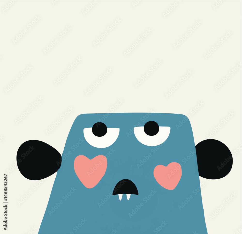 Fototapete cute monster robot computer video game style retro copyspace negative space design with vintage look