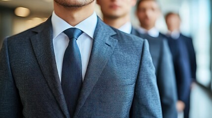 Group of people wearing formal suits in a row