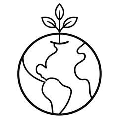 Earth with Growing Plant Icon