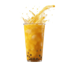 Refreshing Mango Bubble Tea Splash in Plastic Cup