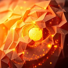 Close-up of a beautiful galaxy with warm golden glow, intricate origami style