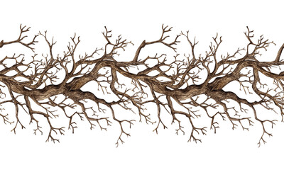 Tree without leaves, with dry bare branches watercolor illustrations. Gothic decoration from driftwood for Halloween. Countryside isolated from background. Pattern horizontal. For seasonal design  © AliCris