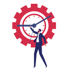 Time management planning concept, setting time in the organization perfectly, intelligent proper plan, Working on time, business team setting clock hands