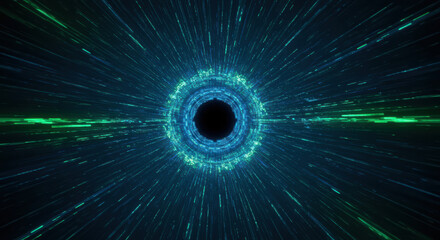 Abstract digital tunnel of light and energy representing connection and innovation