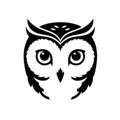 Minimalist Owl Portrait - Black and White Graphic