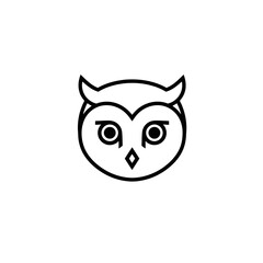 Minimalist Owl Icon: Round Head Design