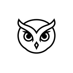 Minimalist Owl Icon: Circular Geometric Design