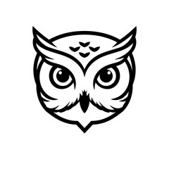 Minimalist Owl Logo: Black and White Vector Illustration