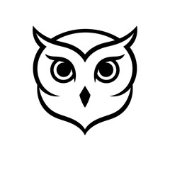 Minimalist Owl Head Outline Illustration for Logo Design