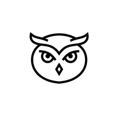 Minimalist Owl Logo: Wise Bird Icon in Simple Line Art