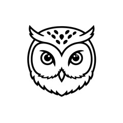 Owl Face Outline: Minimalist Bird Icon for Design