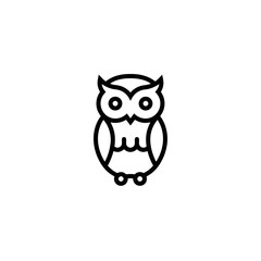 Minimalist Owl Icon: Simple Bird Outline Illustration