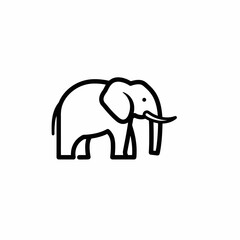 Elephant Line Art Icon: Minimalist African Wildlife Symbol