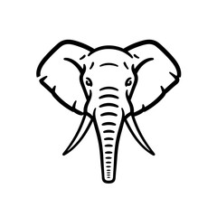 Elephant Head - Bold Black and White Graphic Illustration