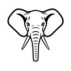 Elephant Head Illustration - Black and White Minimalist Design