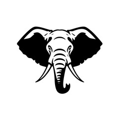 Elephant Head Graphic: Bold Black and White Animal Icon