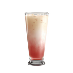 Refreshing Iced Strawberry Cream Drink in Tall Glass