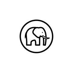 Minimalist Elephant Icon - Wildlife Symbol in Circle