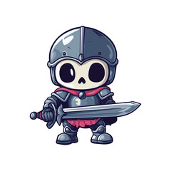 cute mascot skull knight vector design