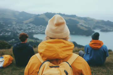 Outdoors explorers, rugged adventure, golden sun, all weather trekking, tough it out