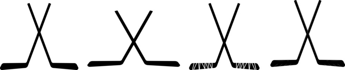 Vector Set of Crossed Ice Hockey Sticks
