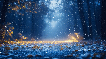 Winter moonlit magic with delicate icy glimmers and silver luminescence casting soft shadows through silent evergreen boughs under a starry night sky background jpg