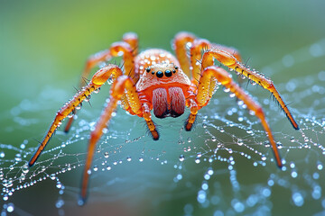 Spider with water droplets on its face.