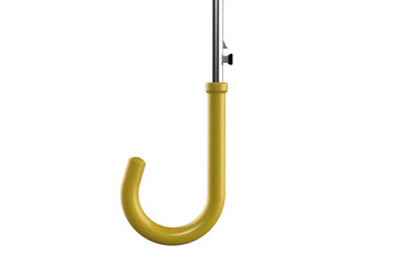 yellow Curved J-Shaped Handle of an Umbrella, Close-up of an Ergonomic Hooked Handle of a Rain, Detail of an Handle and Part of Its Telescopic Shaft, J-Handle for a Walking Stick on a PNG Transparent