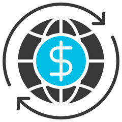 Macroeconomics Glyph Blue Grey Icon