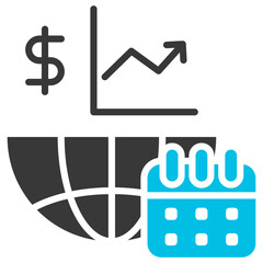 Gross Domestic Product Glyph Blue Grey Icon