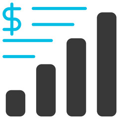 Economic Growth Glyph Blue Grey Icon