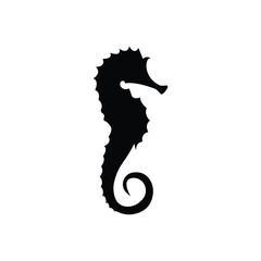 seahorse animal black silhouette icon - designs for jungle animals seahorse Safaris, wildlife, rainforest, vector on a white transparent