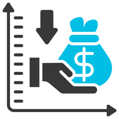 Budget Deficit Glyph Blue Grey Icon