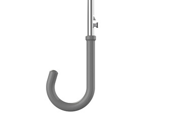 grey silver Curved J-Shaped Handle of an Umbrella, Close-up of an Ergonomic Hooked Handle of a Rain, Handle and Part of Its Telescopic Shaft, J-Handle for a Walking Stick on a PNG Transparent