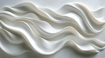 Fototapeta premium Abstract sculpted waves of white, flowing forms.