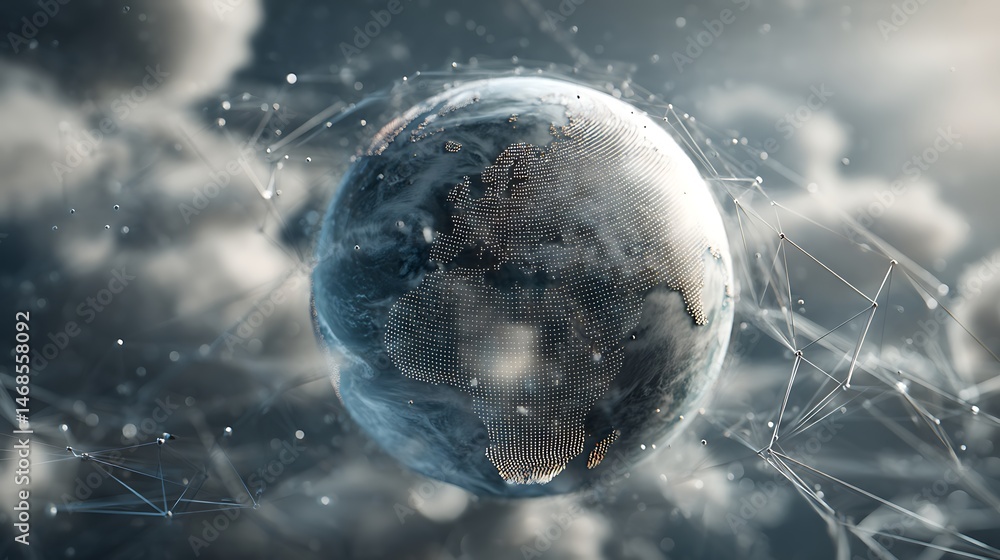 Aufkleber High, quality globe surrounded by digital network elements