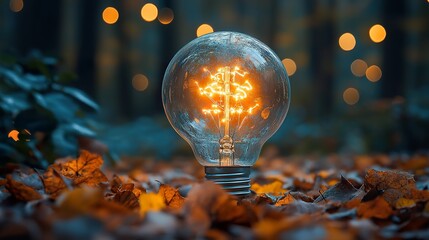 light bulb on the background of fire